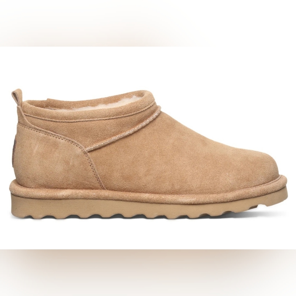 Bearpaw Super Shorty Light Iced Coffee Shearling Suede Bootie Size 9